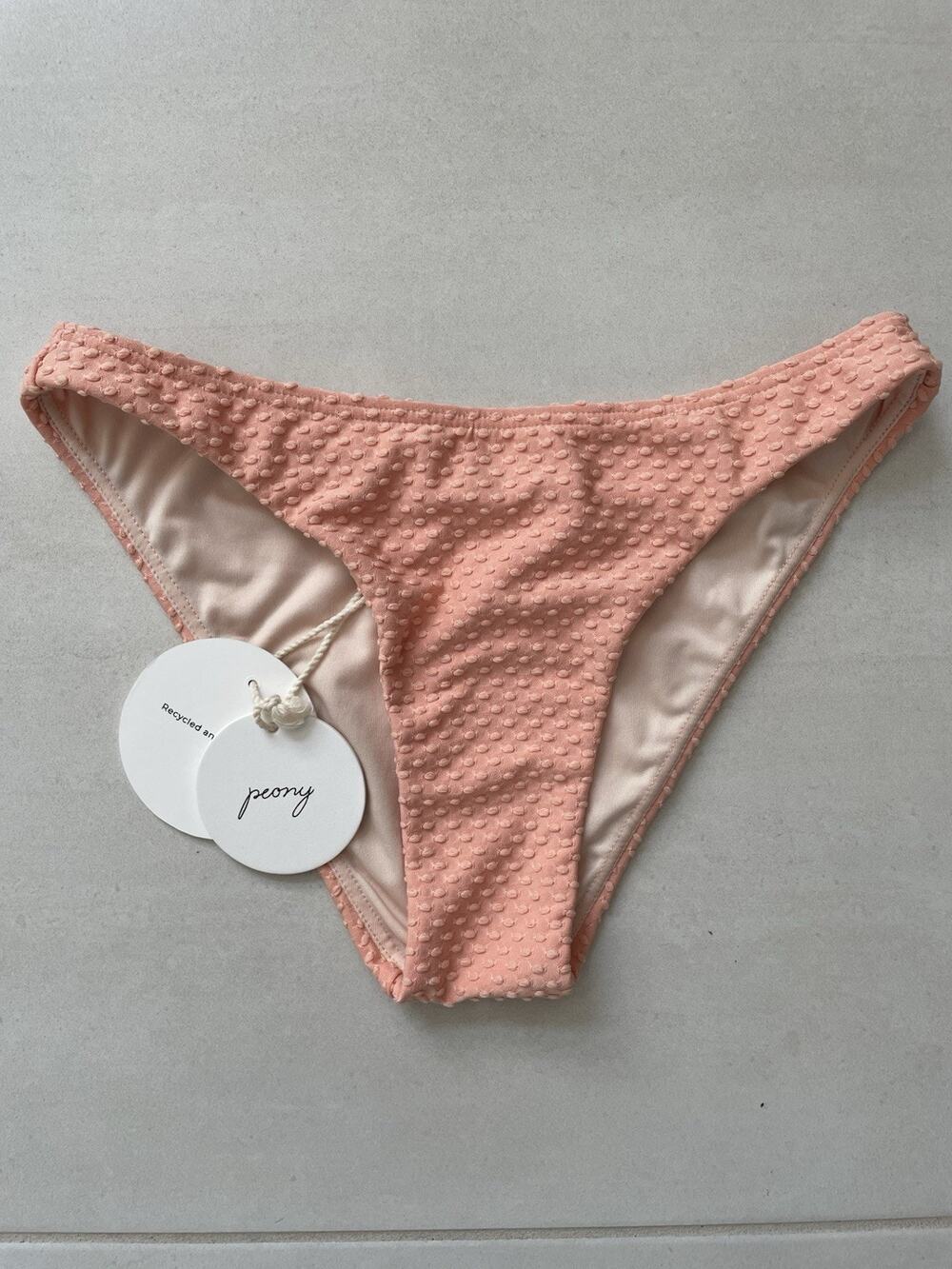 Peony Swim Bikini Bottom Staple Pant Textured Apricot Swimwear